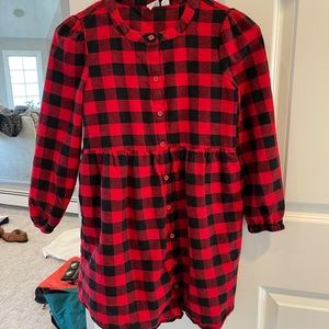 Girls plaid dress with pocket fleece material